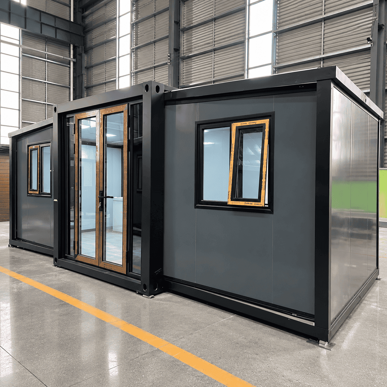Casa Box 10ft Rumah Kontainer yang Dapat Diperluas | Panel Bingkai Hitam Modern